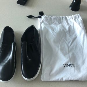VINCE leather slip on sneakers